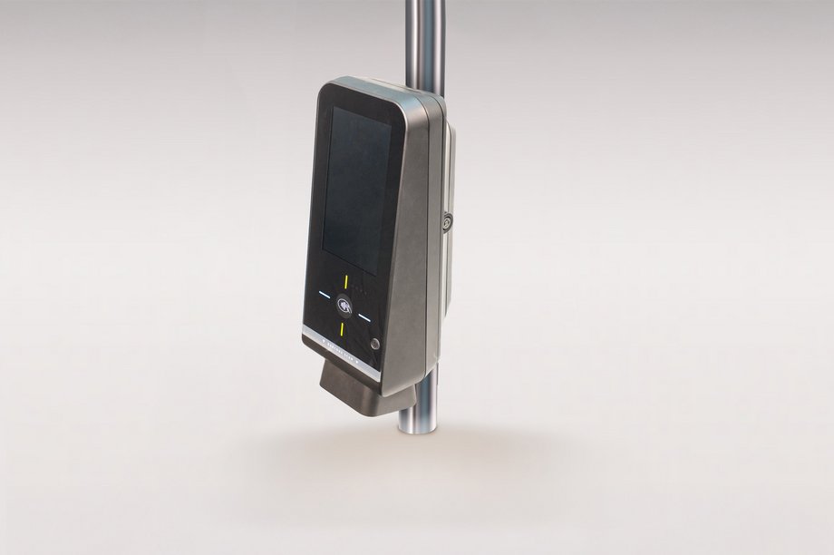 IVU handheld and validator mounted on a pole, isolated