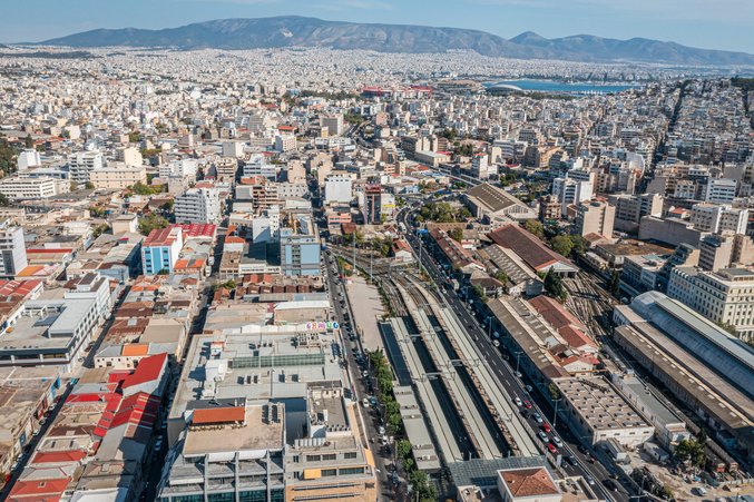 Athens Central Station seen from above.