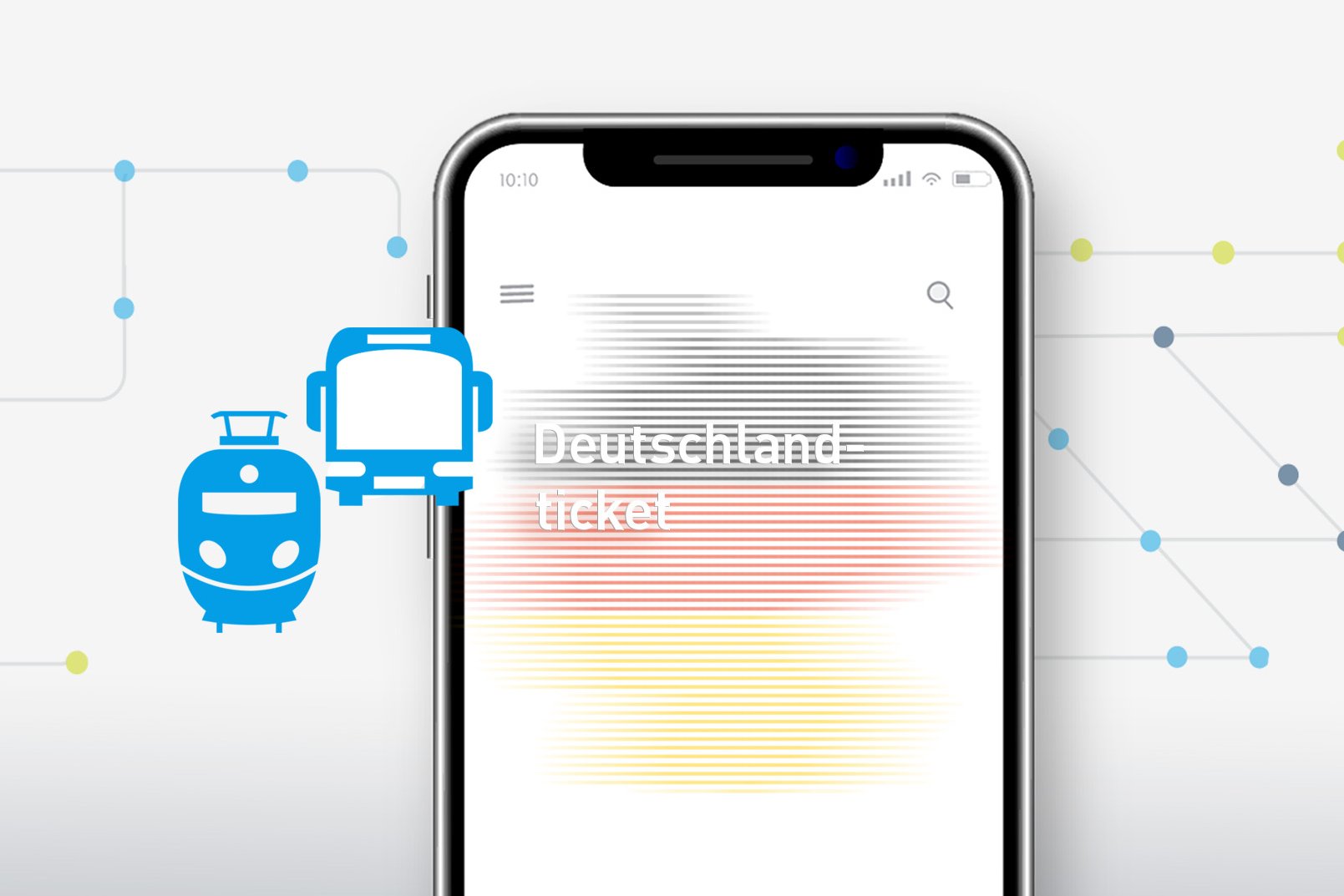 Smartphone mit Schutzschild-Symbol und abstrakten Datenschicht-Grafiken auf hellem Hintergrund