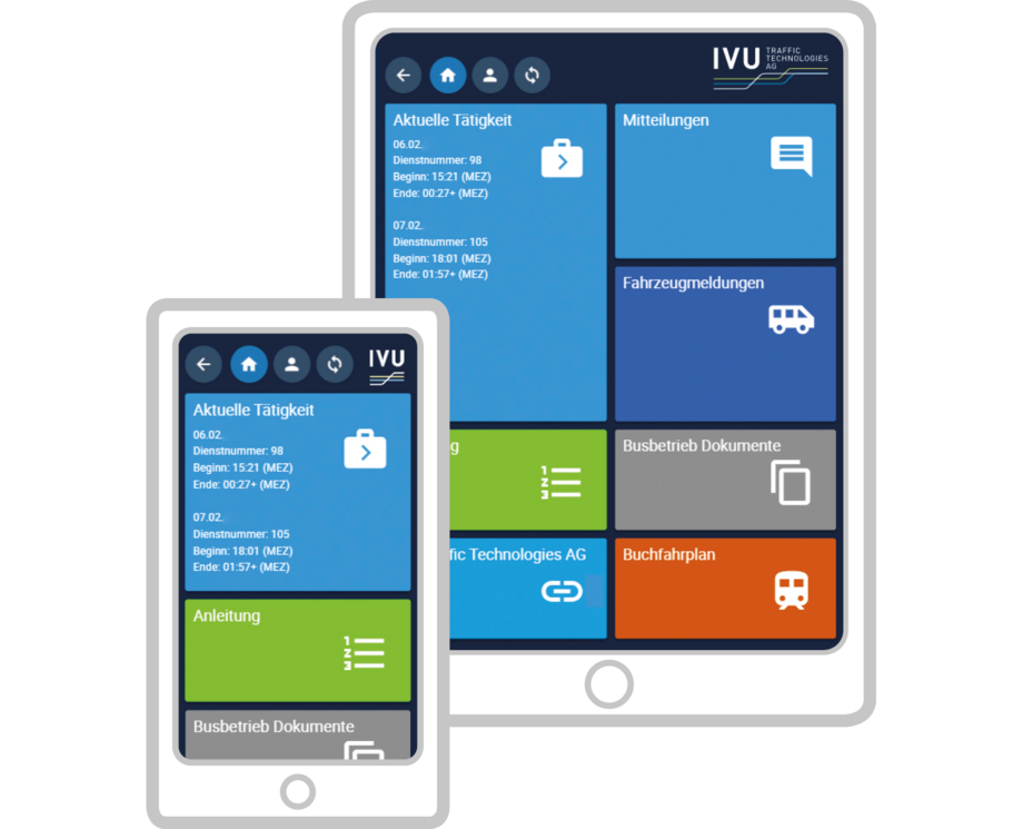 Mobiler Arbeitsplatz IVU.pad auf Smartphone und Tablet