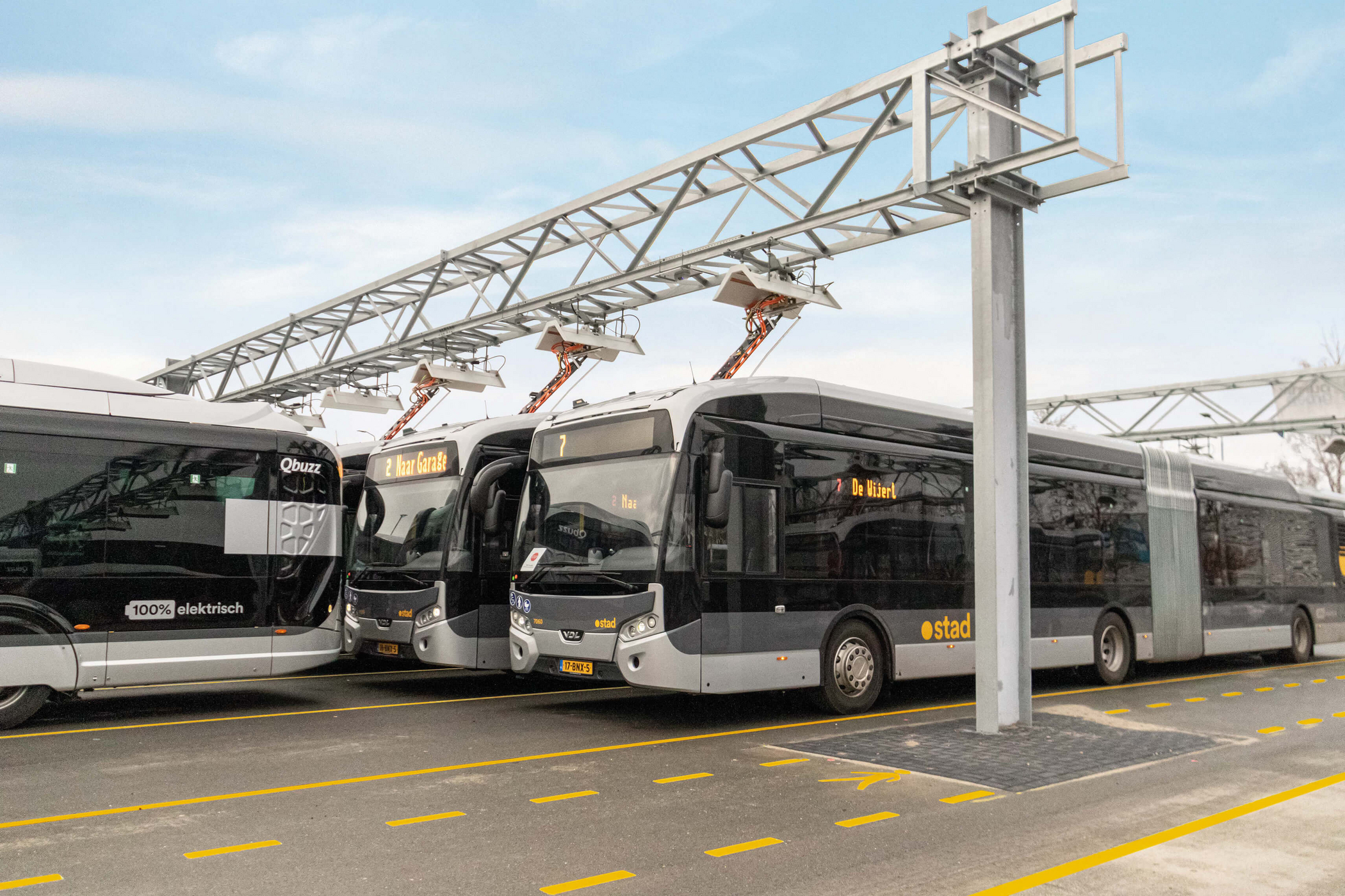 Geparkte Busse auf einem Parkplatz