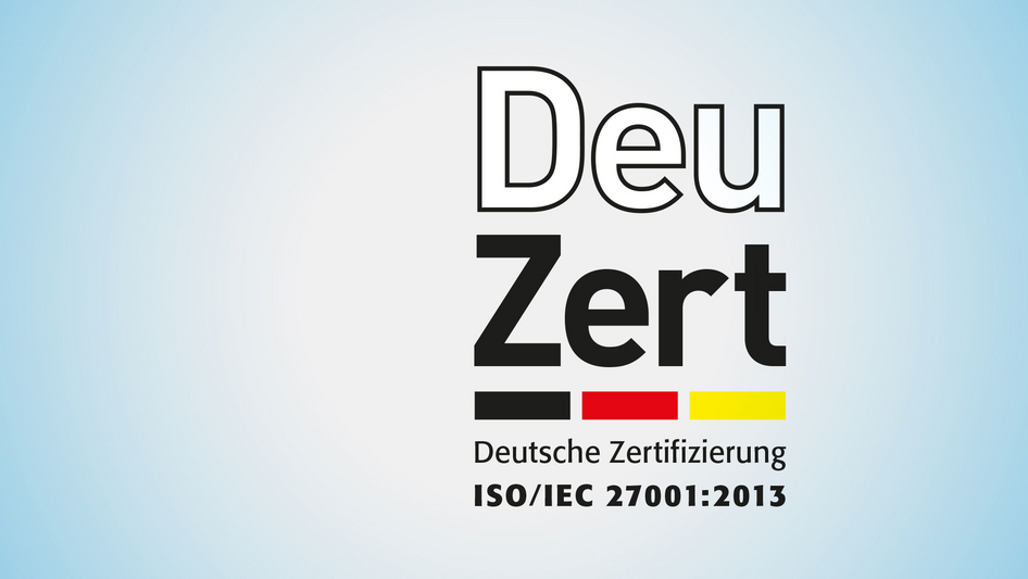 The DeuZert logo on a light blue background.