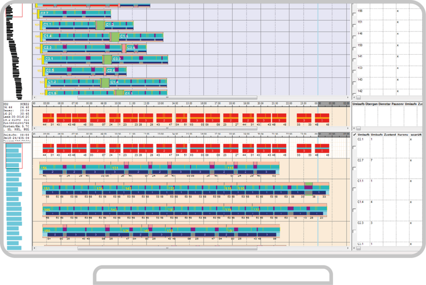 Screen view of the duty scheduling software IVU.duty