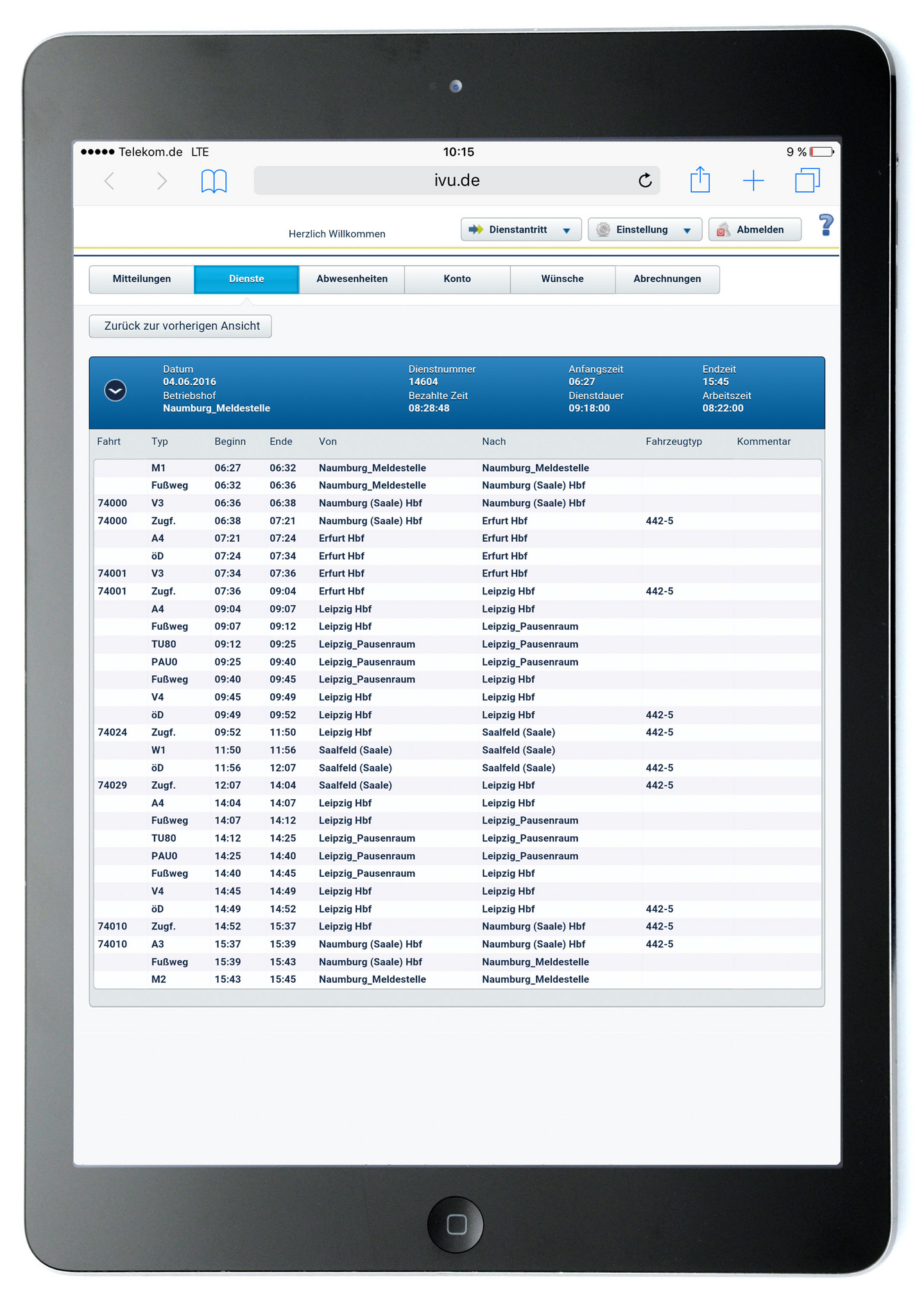 Das Mitarbeiterportal von IVU.rail
