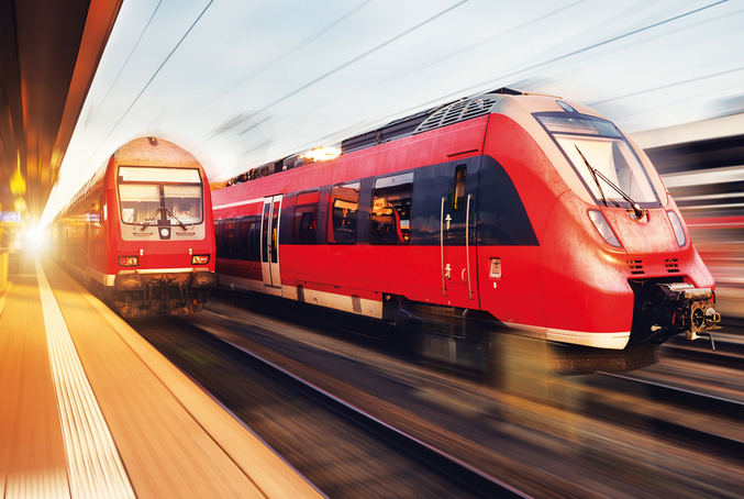 DB regional trains with movement effect at the station