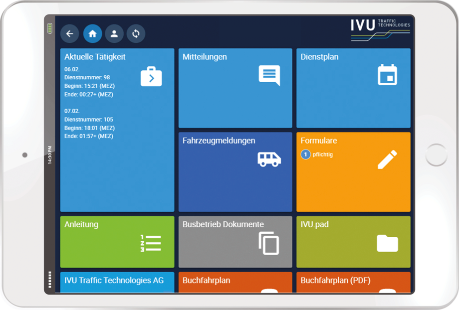 Mobiler Arbeitsplatz IVU.pad auf Tablet