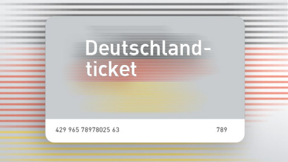 Beispiel eines Deutschlandtickets mit stilisierter Deutschlandkarte