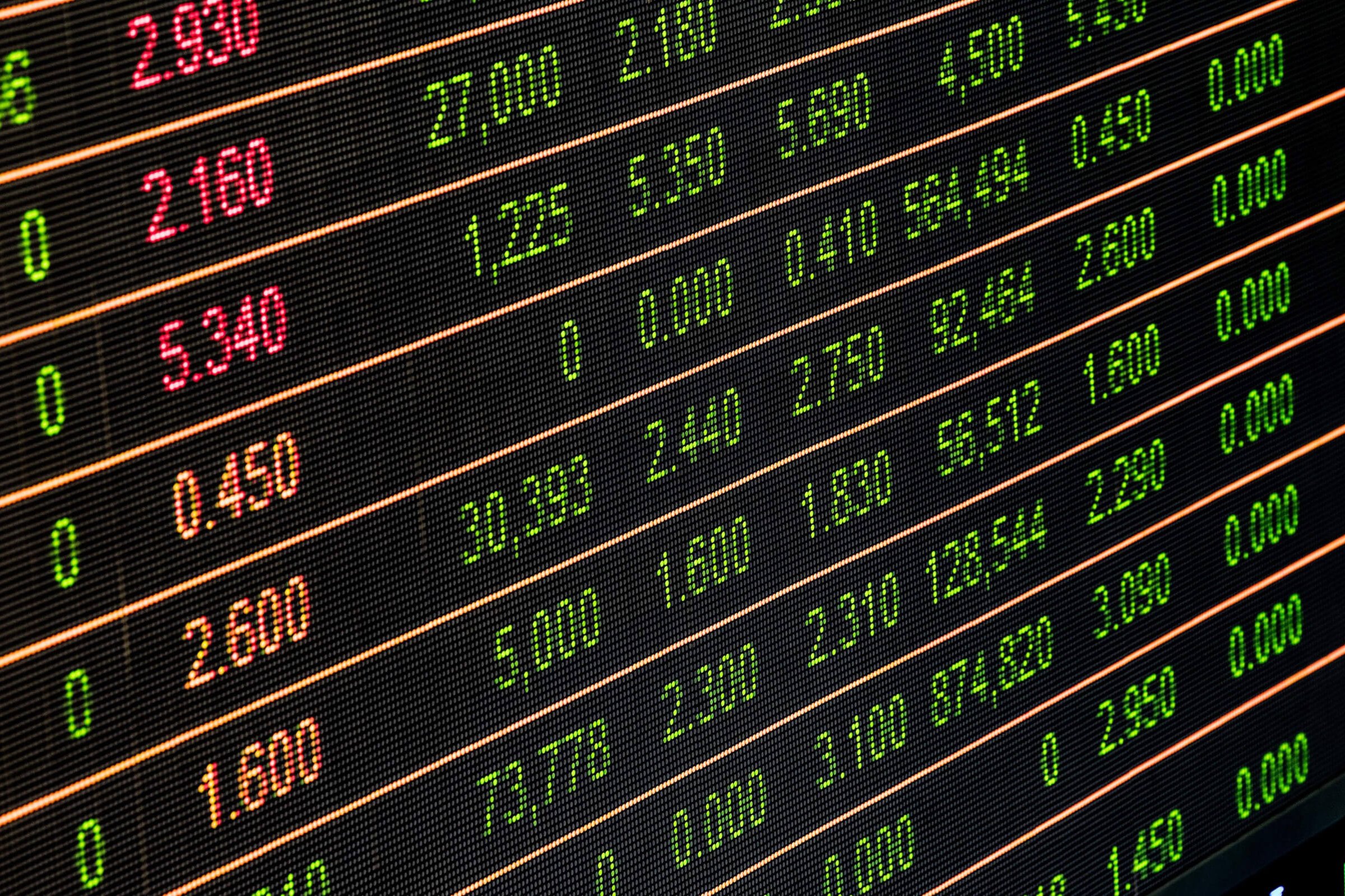 Digital chart with share prices