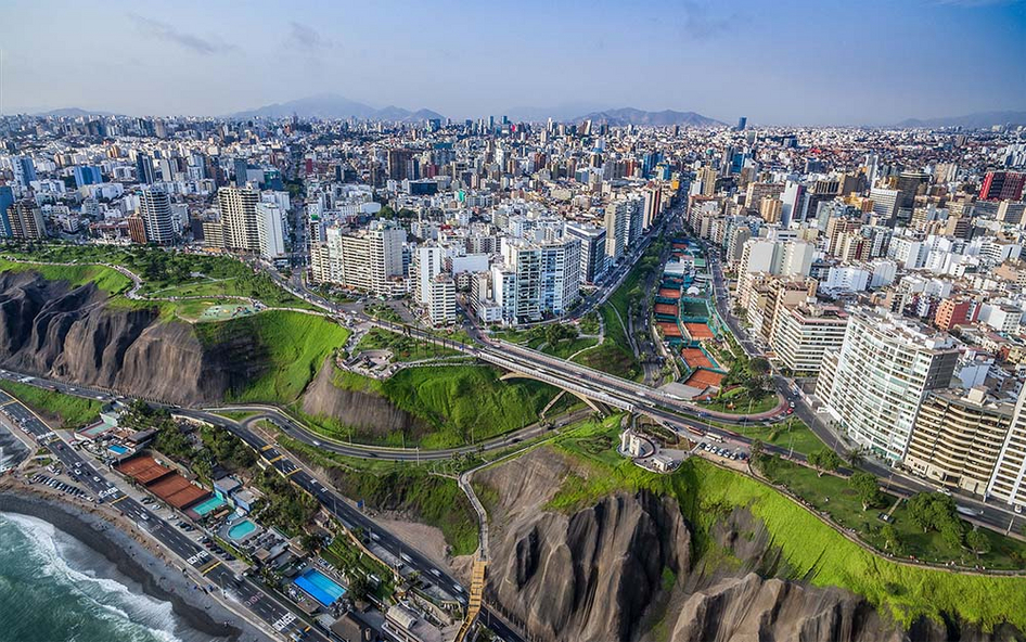 Aerial view of Lima from the coast