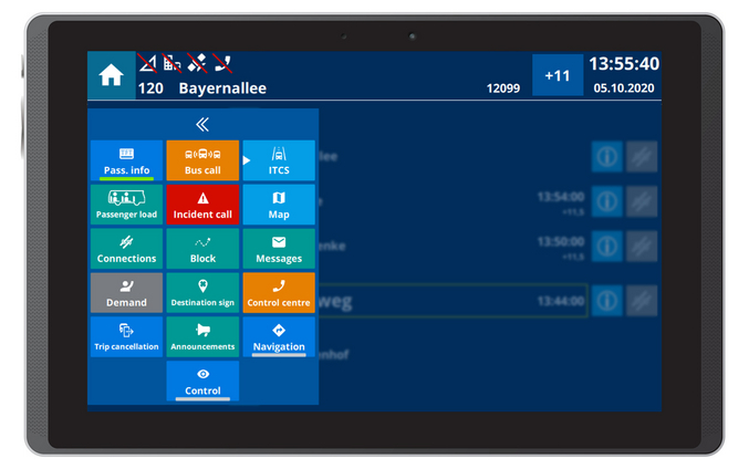 Example display of IVU.cockpit on an Android tablet