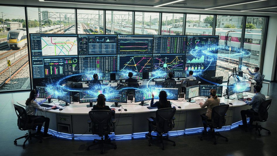 Image: Railway operations control centre, AI-generated