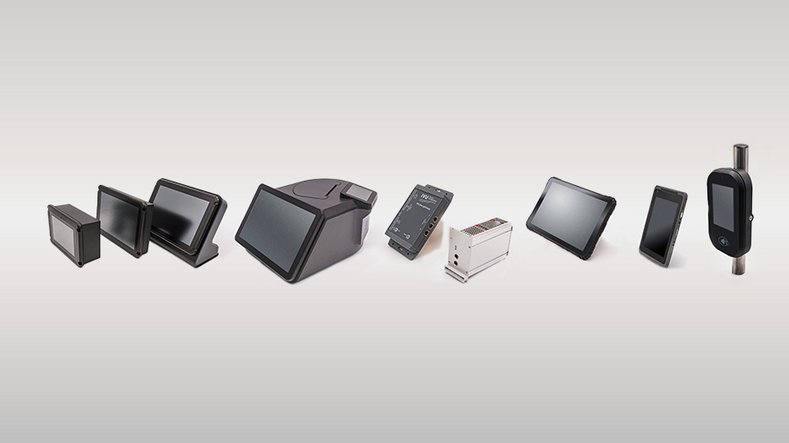 Product overview of all IVU on-board systems: on-board computer, vehicle interface converter, handheld and validator, isolated