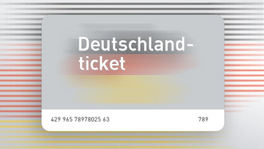 Deutschlandticket als physische Chipkarte mit Aufschrift und VDV-Kernapplikations-Streifen