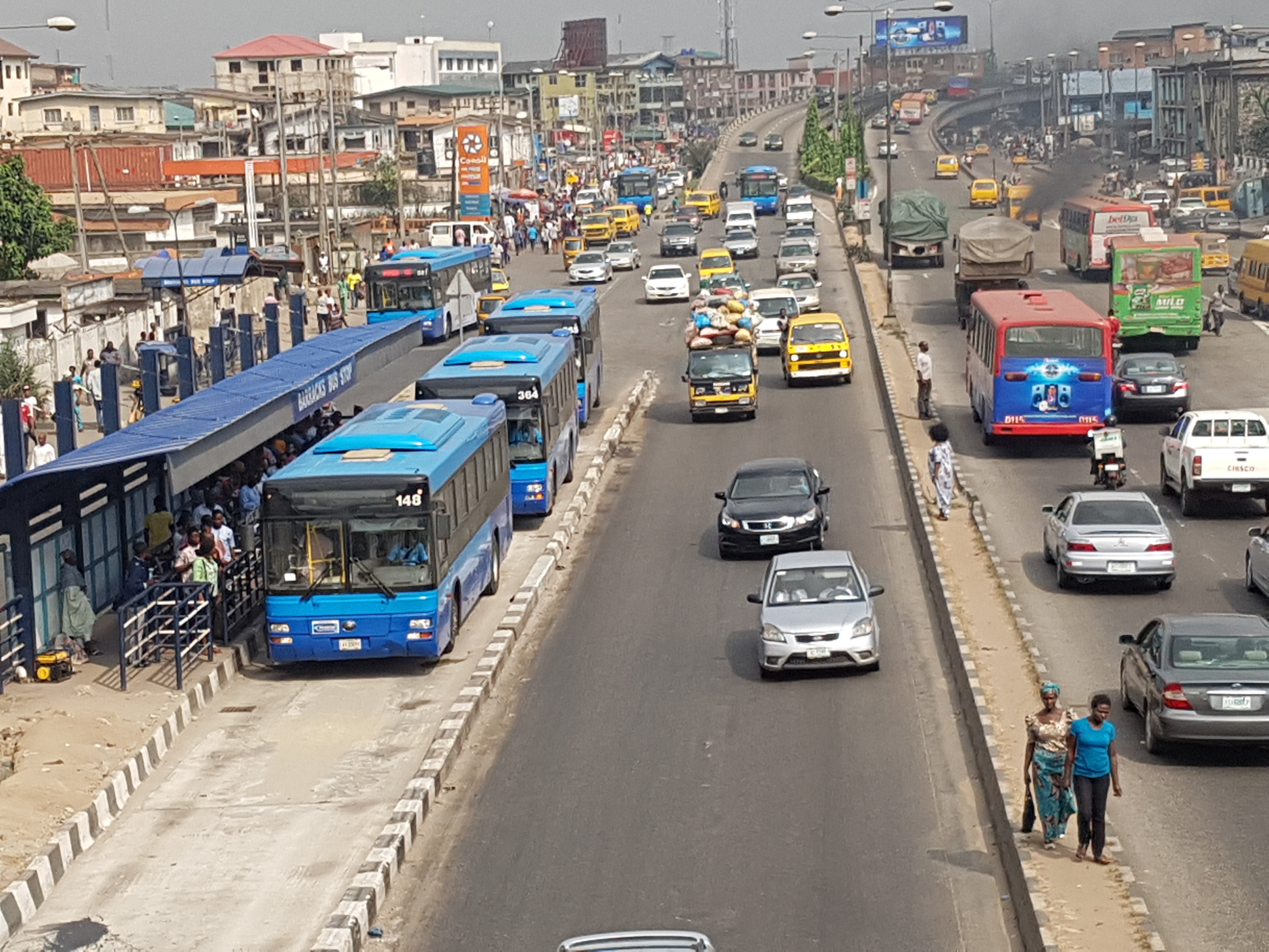 LAMATA Bus Rapid Transit travelling on a dedicated bus lane in Lagos