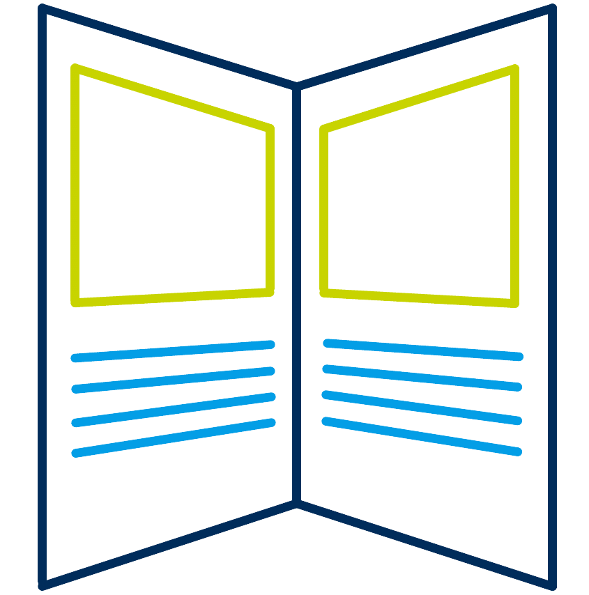 Icon: Aufgeklappter Messeflyer – Veranstaltungsprogramm